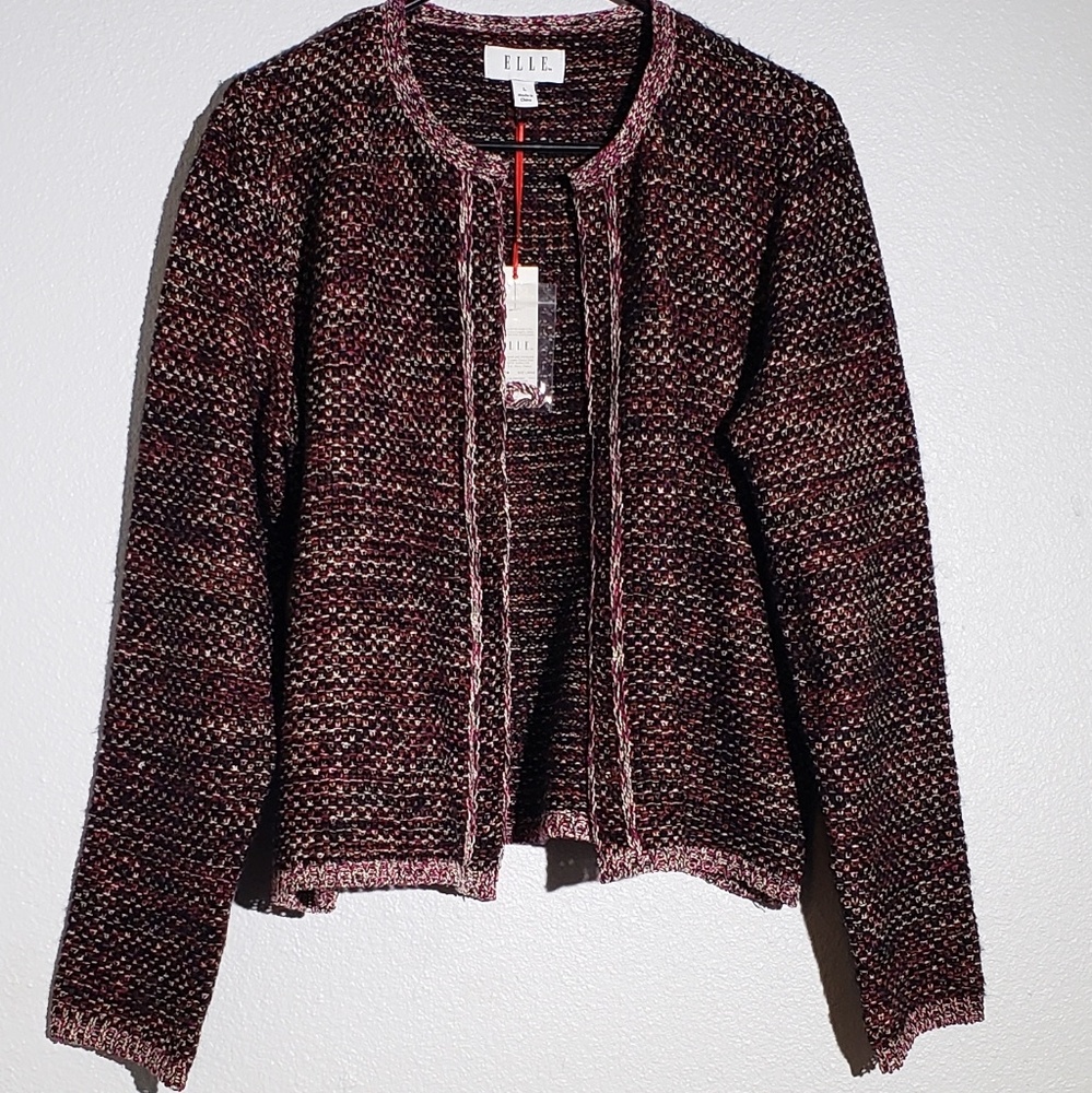 Elle Open Front Knit Sweater Jacket